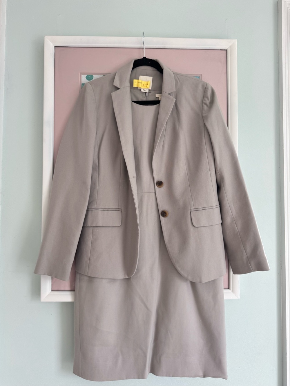 J. Crew Light Gray Women's Two-Button Blazer with Matching Skirt
